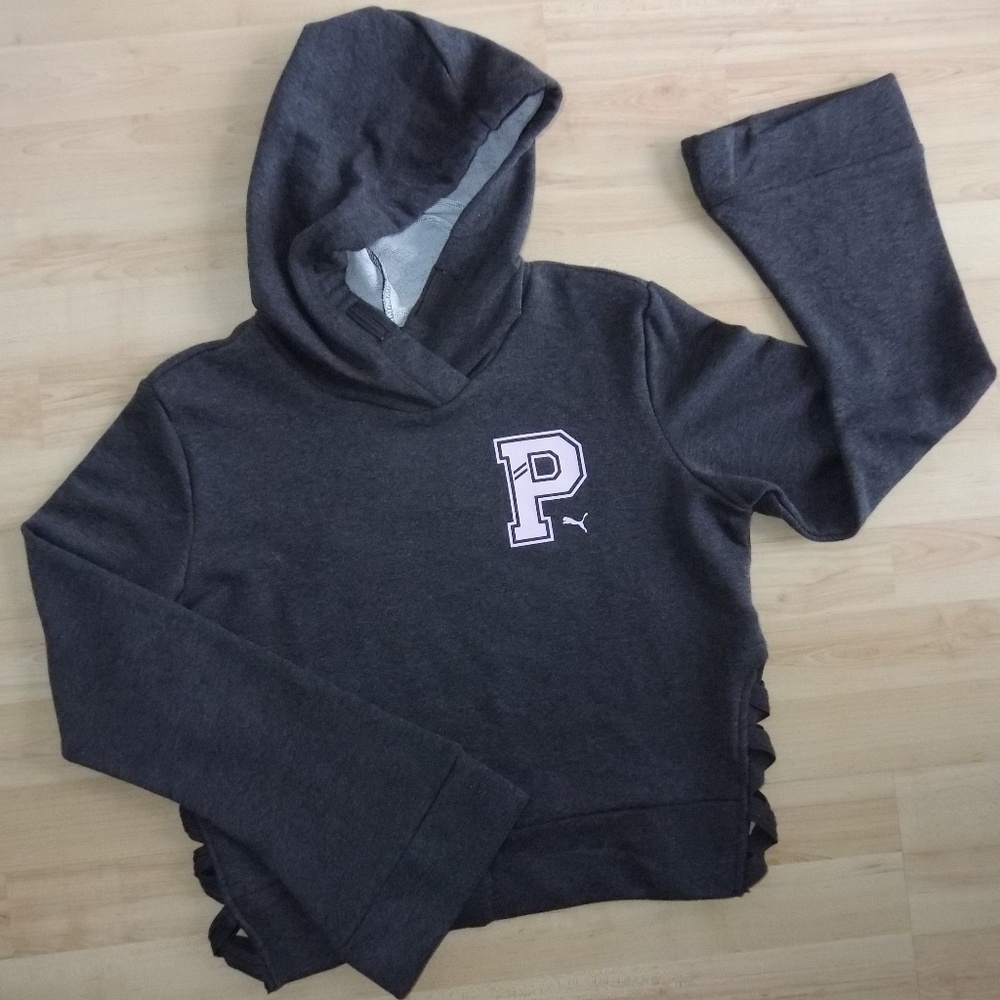 Puma Flare Sleeve Crop Hooded Pullover Sweatshirt